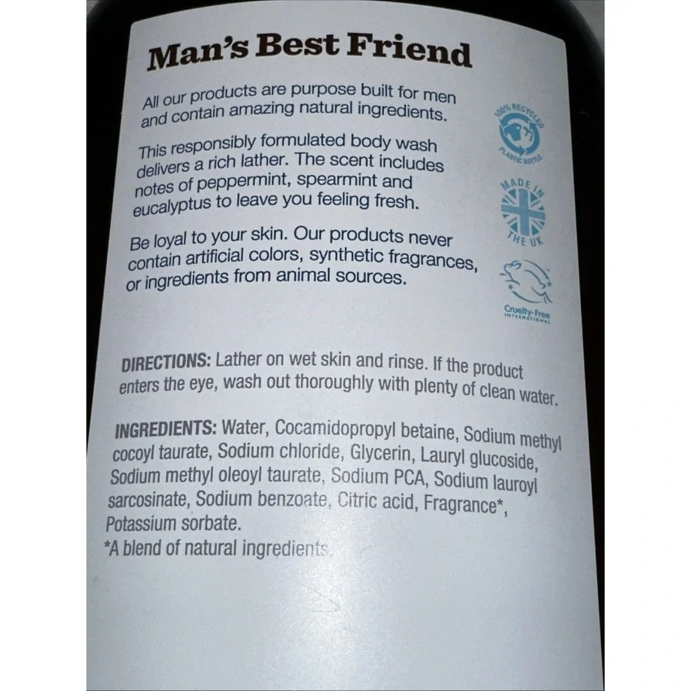 Bulldog Skincare for Men Peppermint & Eucalyptus Body Wash 16.9 fl oz 500ml NEW